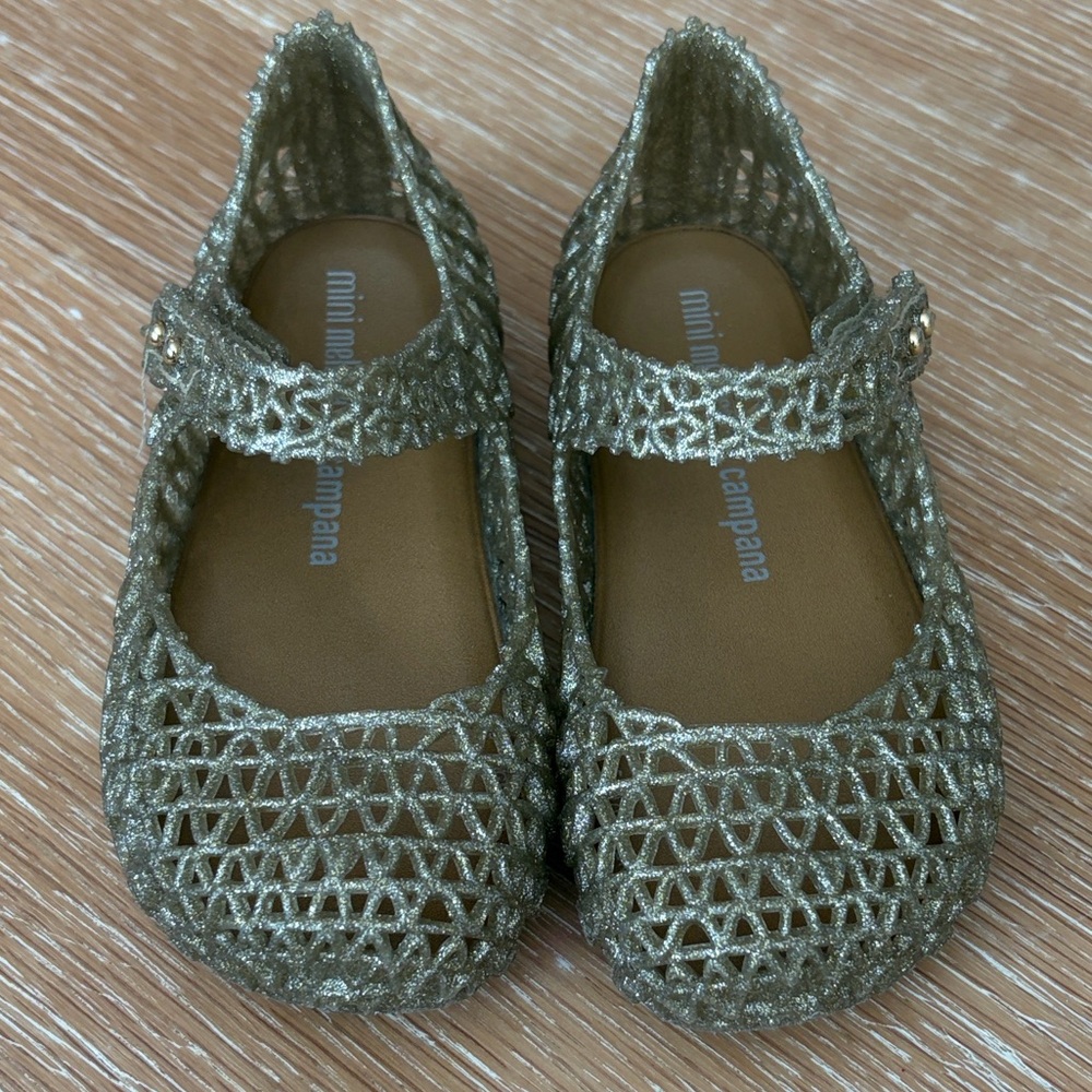 Mini Melissa Glittery Gold Dress Shoes